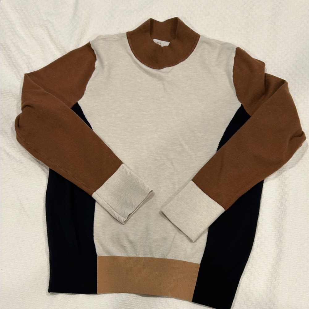Loft long-sleeve faux turtleneck color-block sweater
